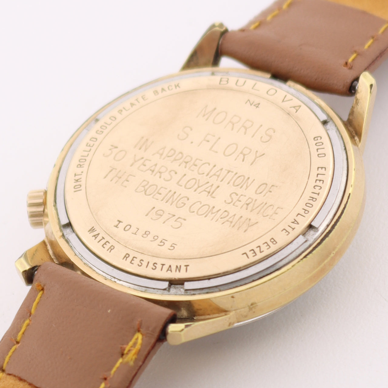 Vintage 34mm 1974 Accutron 2181 Boeing Award Men's Tuning Fork Wristwatch 10kRGP