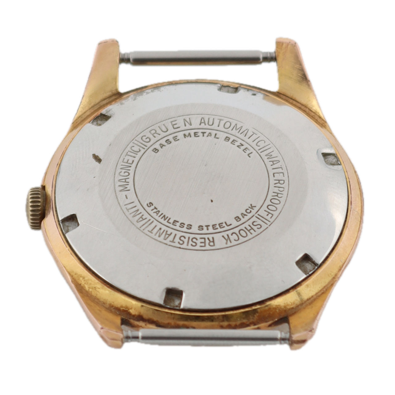 Vintage Gruen Silver Precision 25 Jewel Men's Automatic Wristwatch Gold Tone