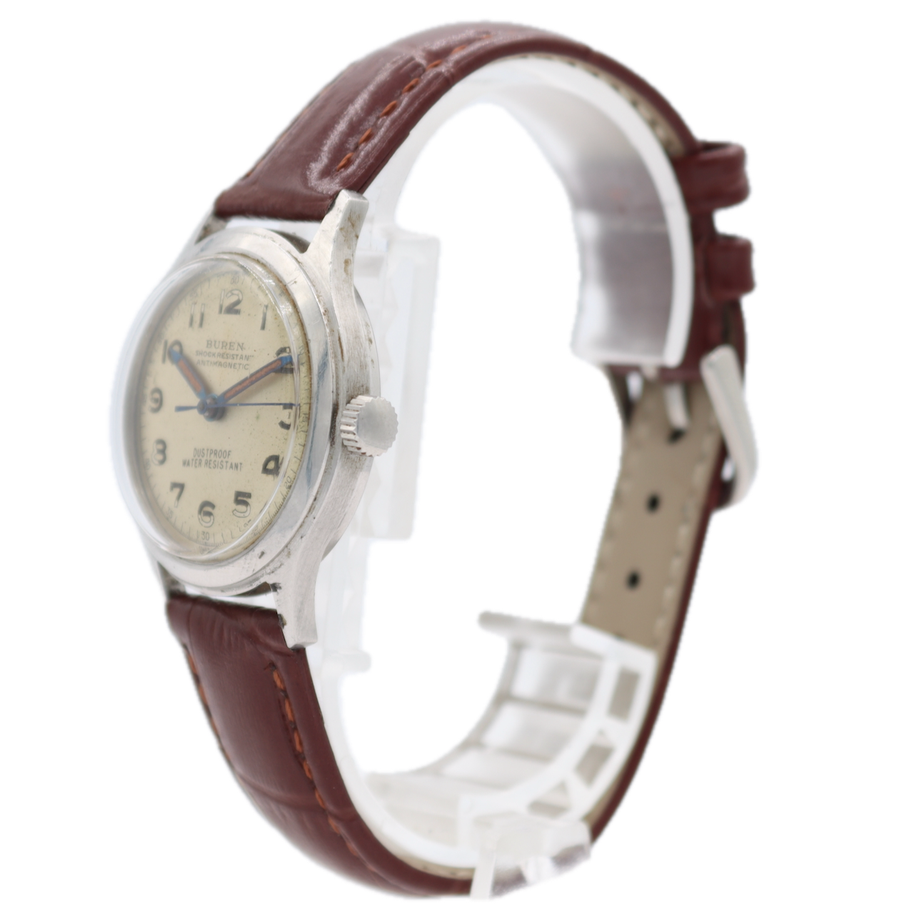 Vintage 31mm Buren Grand Prix 17 Jewel Men's Mechanical Wristwatch Swiss Steel