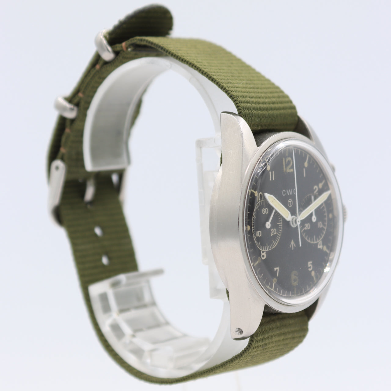 Vintage 39mm 1973 CWC Military Pilot Men's Chronograph Wristwatch Steel