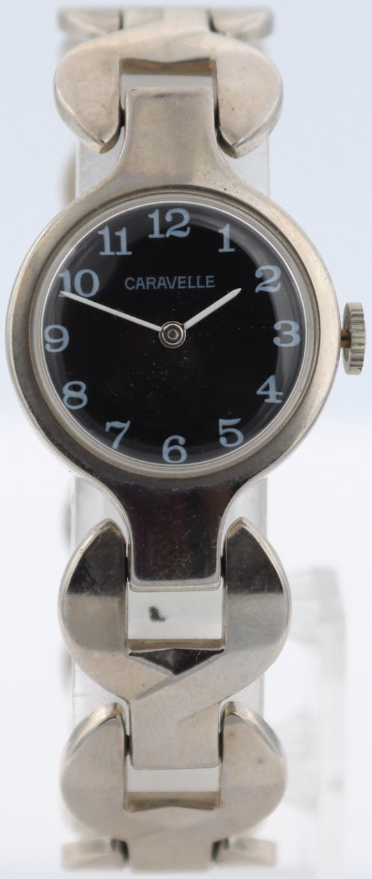 Vintage 1974 Caravelle Black Dial Ladies Mechanical Wristwatch 0162 West Germany