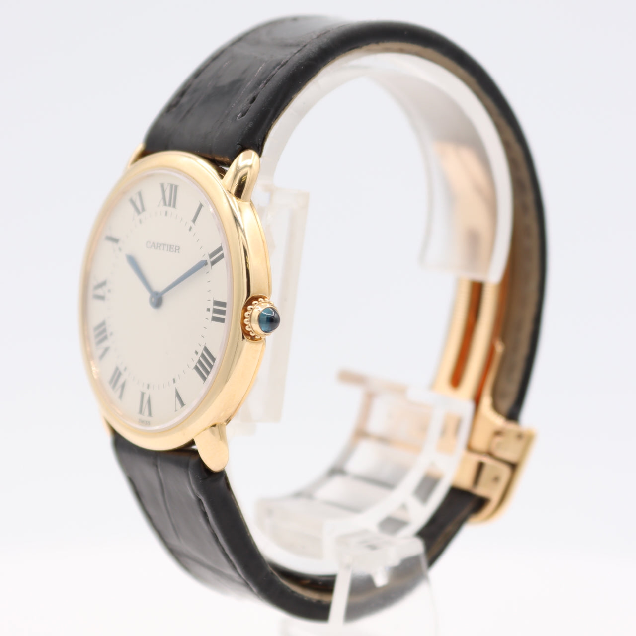 34mm Cartier Ronde Louis Men's Mechanical Wristwatch 18k Gold With Box