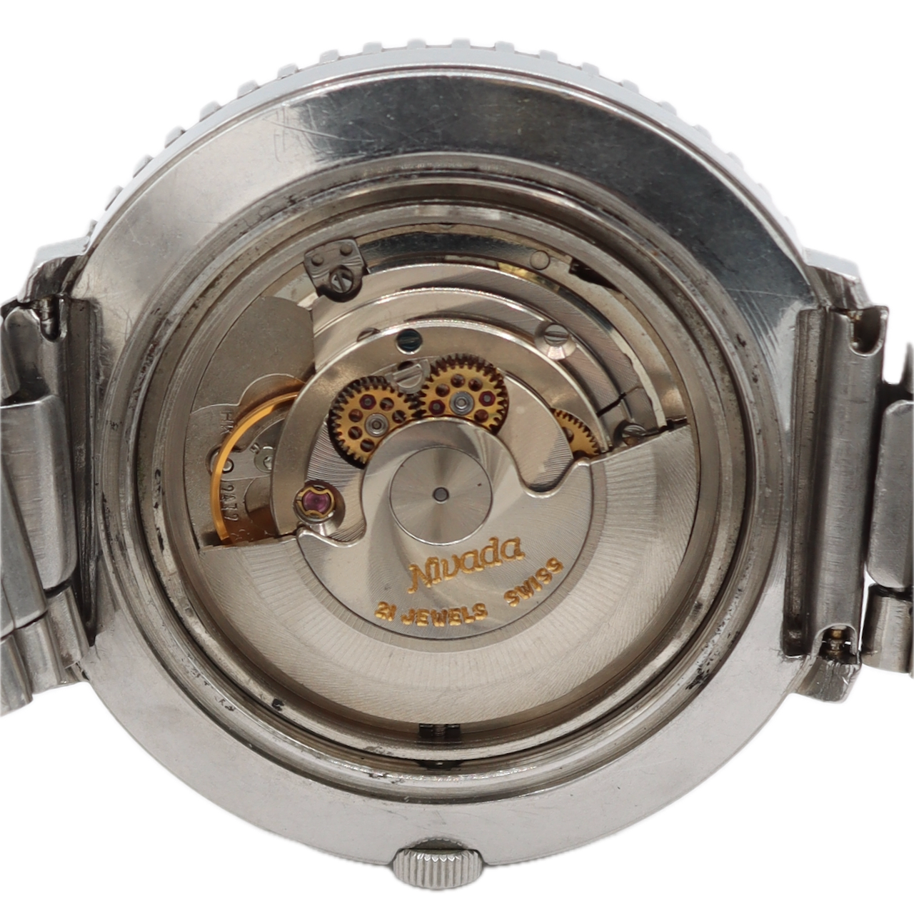 Vintage Nivada Leonardo Da Vinci World Time Men's Automatic Wristwatch Steel