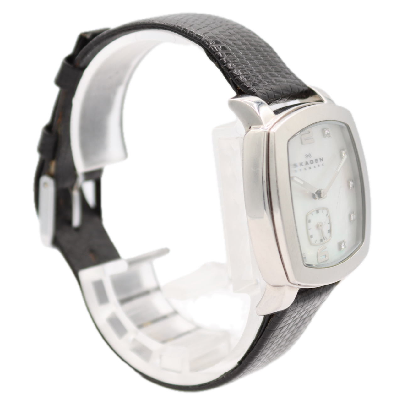 30mm Skagen 556SSLV4 Crystal Accents Men's Quartz Wristwatch Denmark Steel MOP