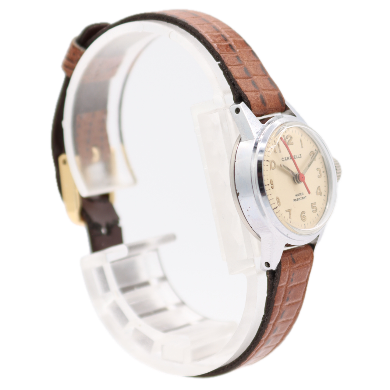 Vintage 1975 Caravelle Cream Dial Ladies Mechanical Wristwatch Chrome Plated