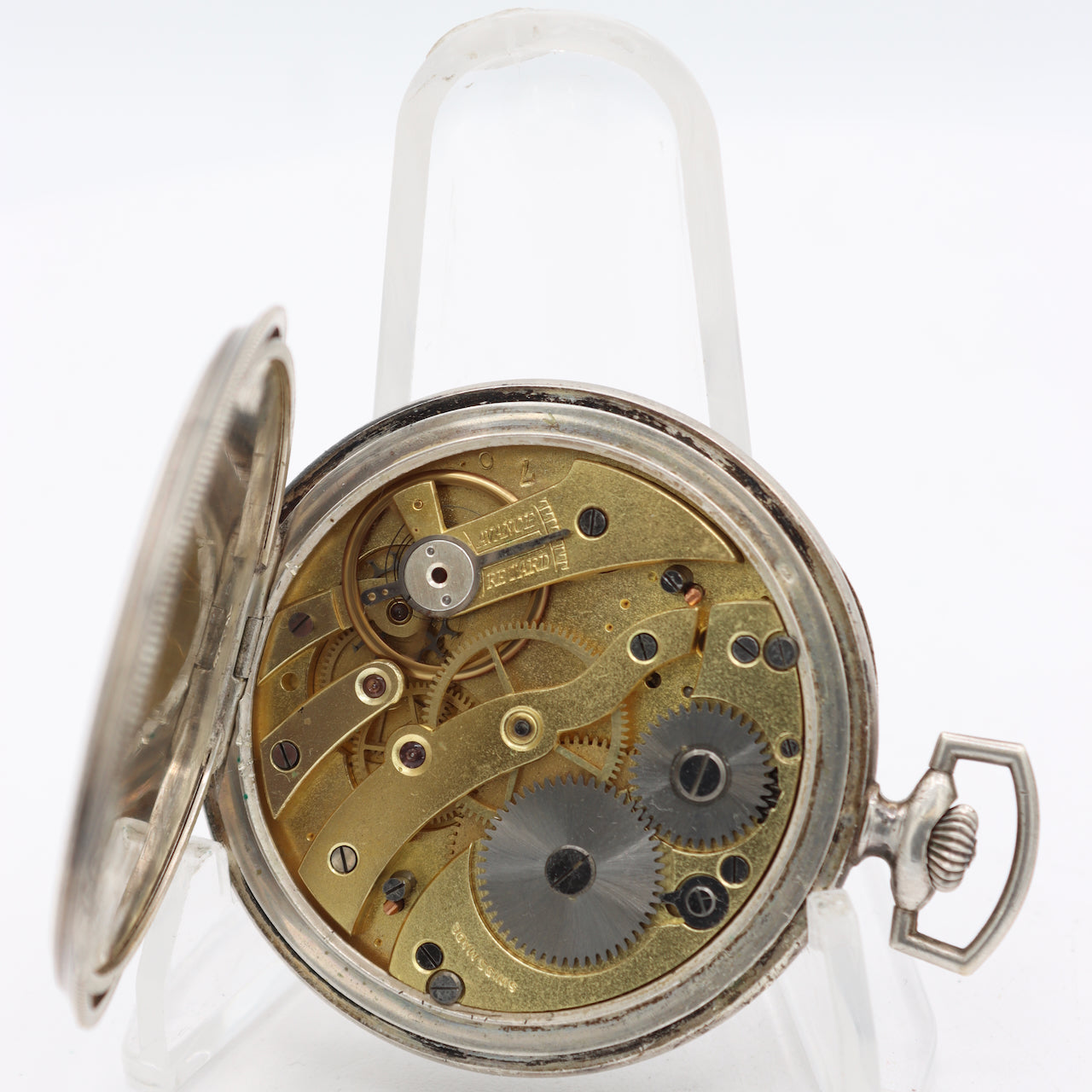 Vintage L.W.C. Cylinder Escapement Pocket Watch .800 Silver Pinstripe