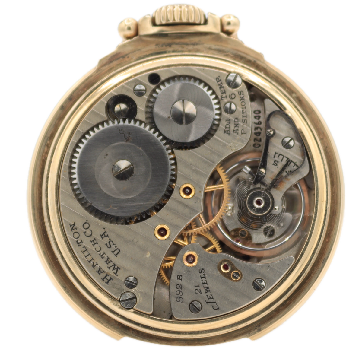 Vintage 16s 1948 Hamilton Railway Special 21 Jewel Railroad Pocket Watch 992B