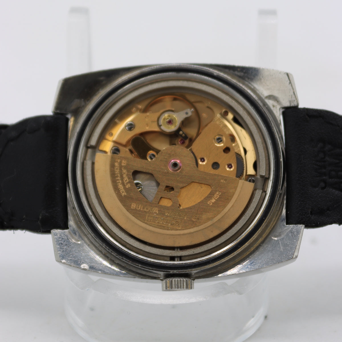 Vintage 35mm Bulova 849 Blue Dial 23J Men's Automatic Wristwatch 11ANACB Steel