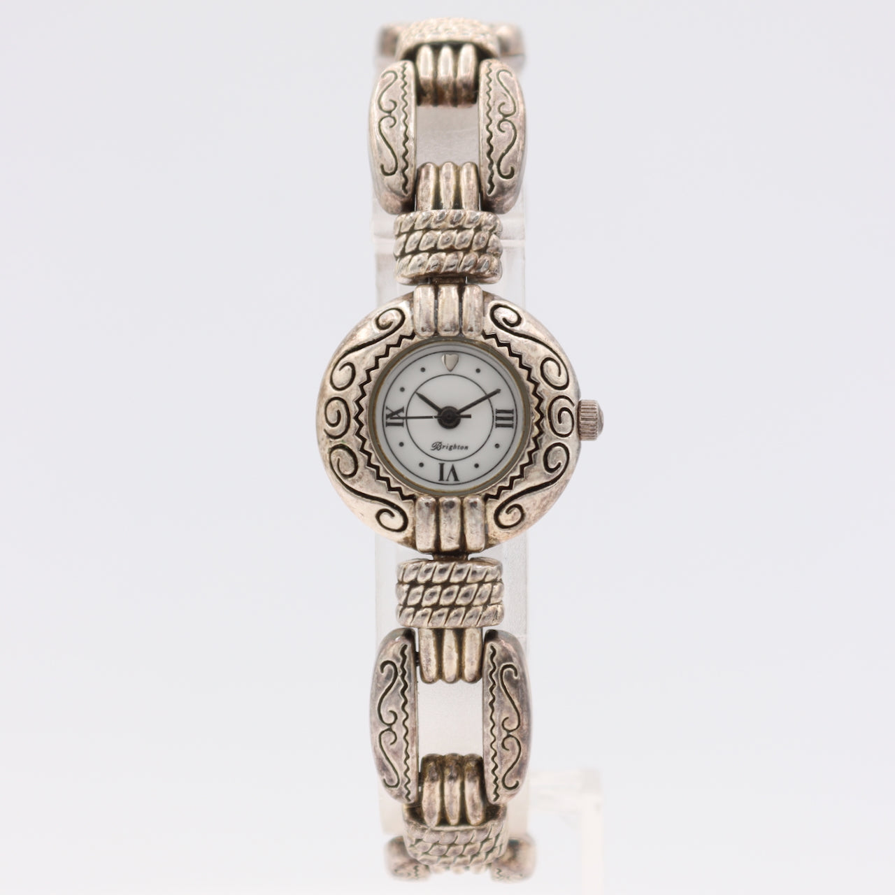 Vintage 23mm Brighton Berlin Ladies Quartz Wristwatch Silver Etched Scrollwork
