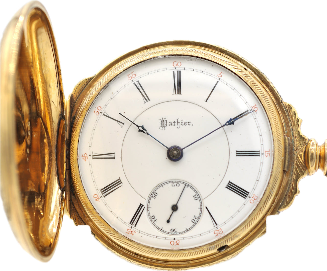 Antique 18S Rockford Wathier Square Two Tone w Box Hinge Hunter Pocket Watch 49