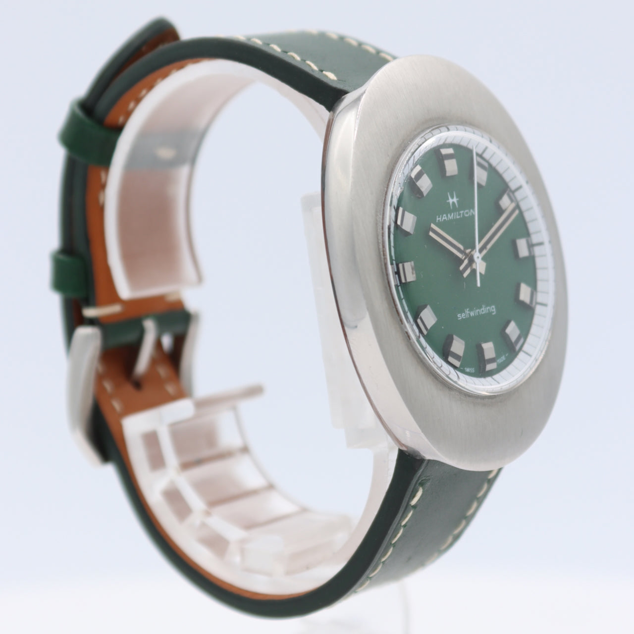 38mm Hamilton Green Dial Egg Case Men's Automatic Wristwatch 818 Swiss S.Steel