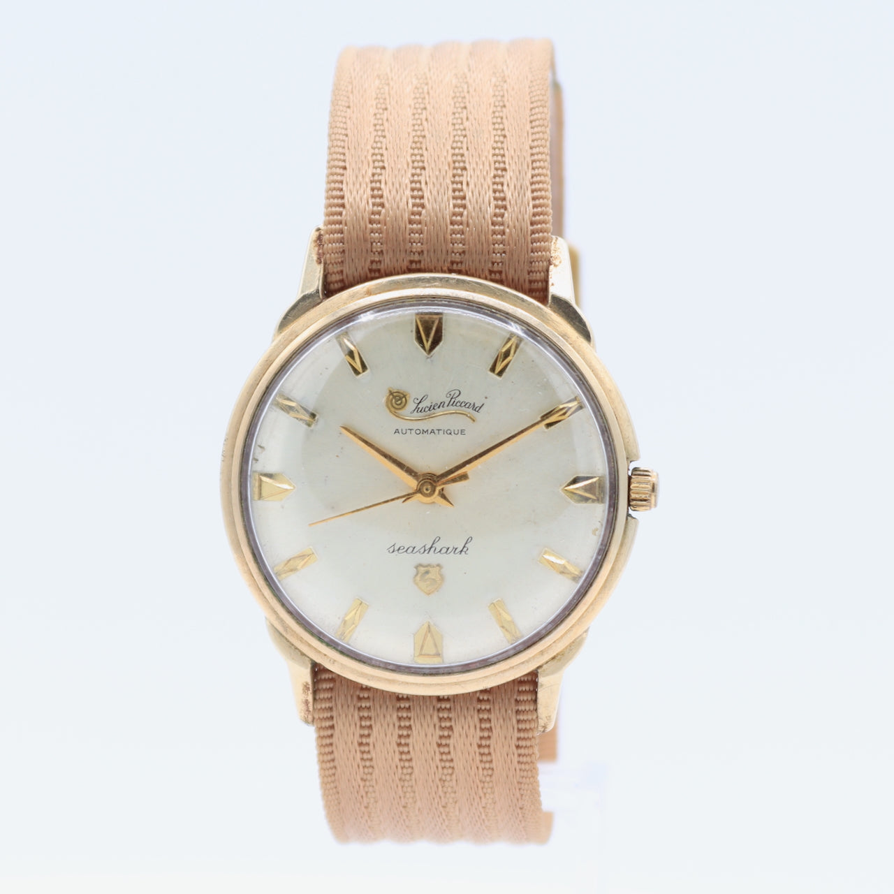 Vintage 33mm Lucien Piccard Seashark Men's Automatic Wristwatch 10k Gold Filled