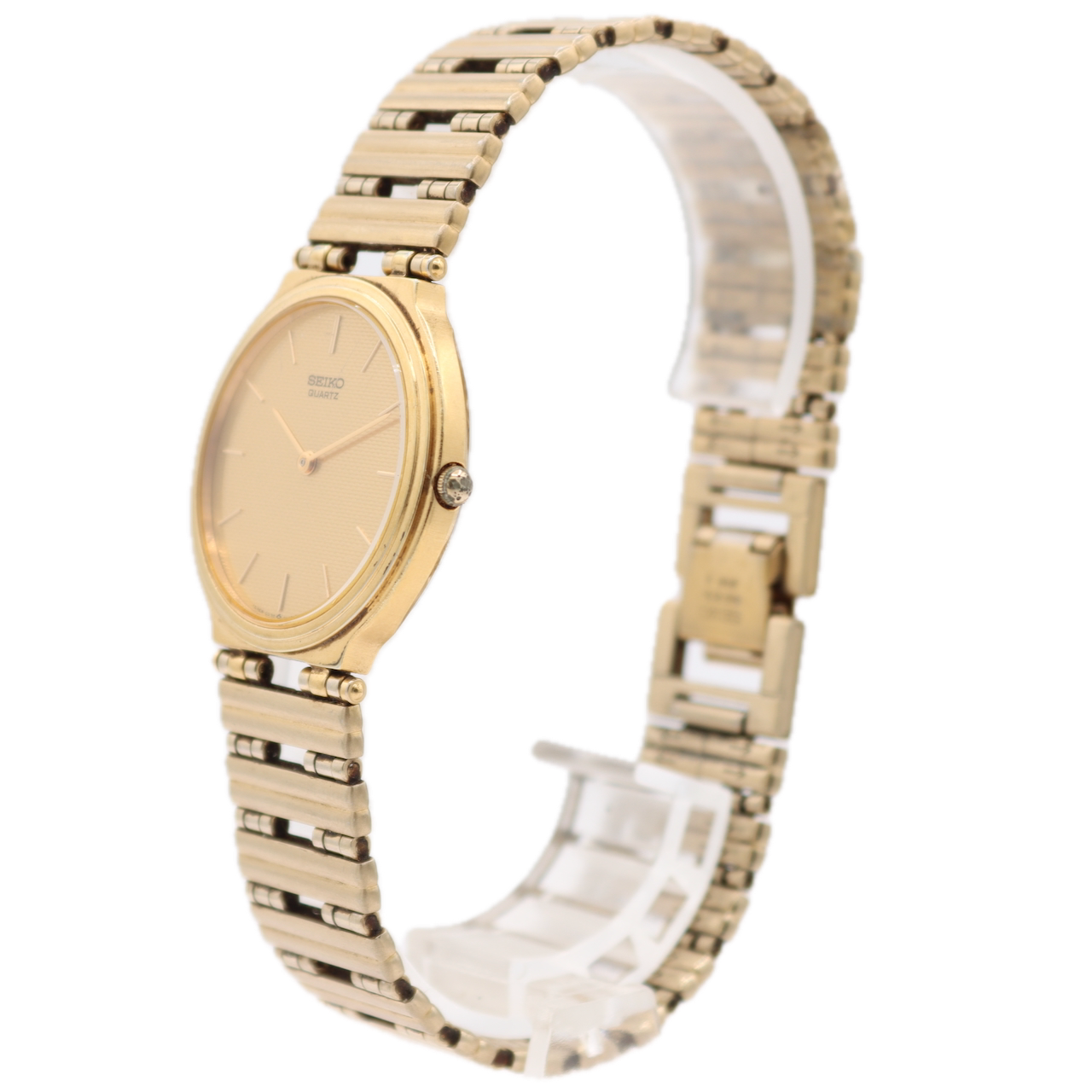 31mm Seiko 5P30-6B89 Honeycomb Dial Men's Quartz Wristwatch Japan Gold Tone