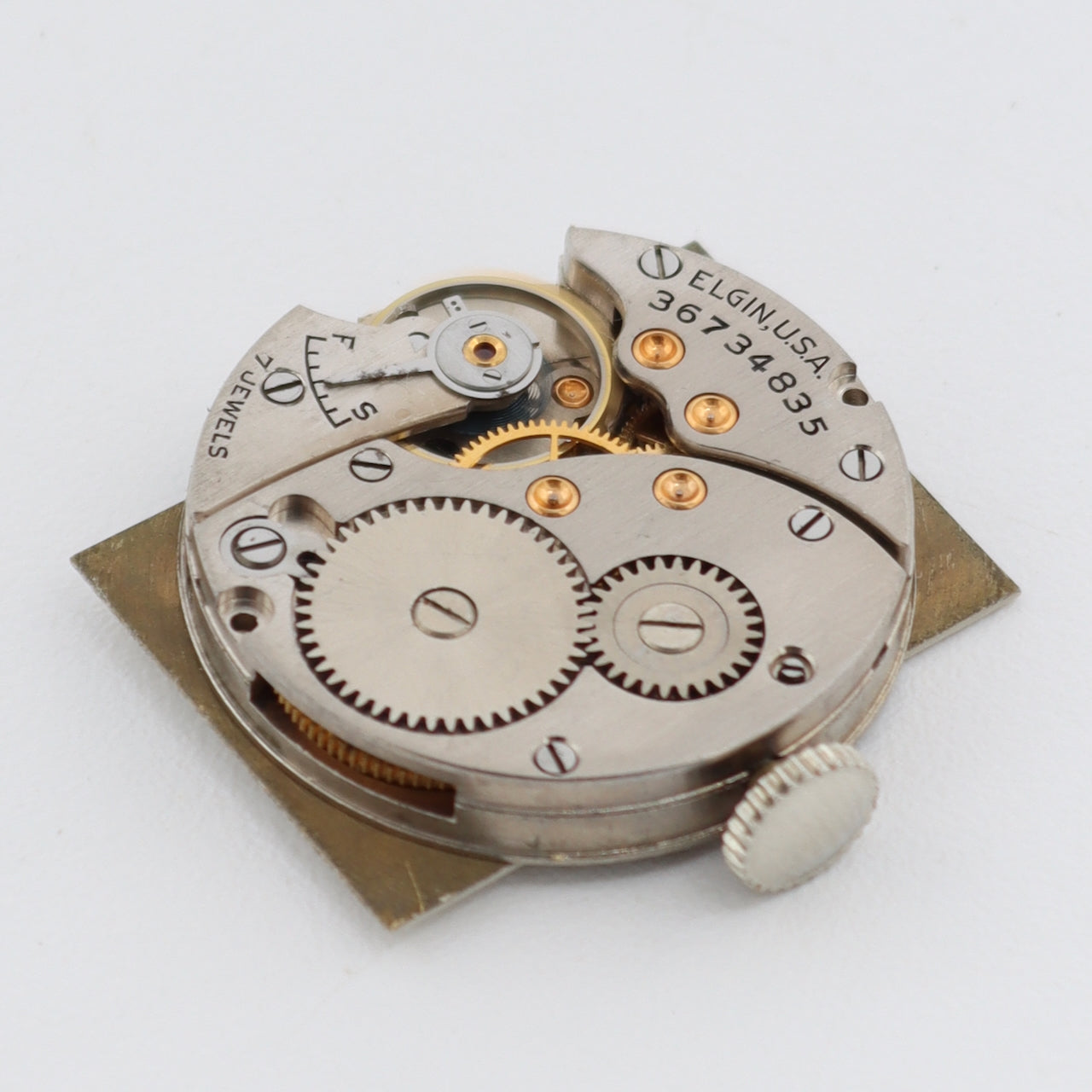 Vintage 1937 Elgin Art Deco 7J Men's Mechanical Wristwatch 526 Chrome Plated