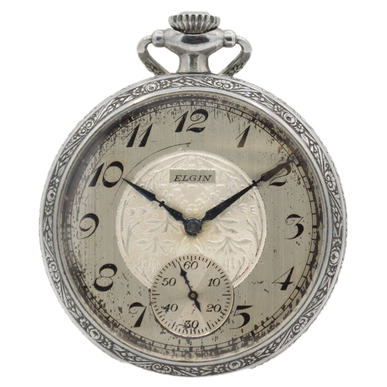 Antique 18s 1915 Elgin 7 Jewel Mechanical Pocket Watch 293 Chrome Plated USA