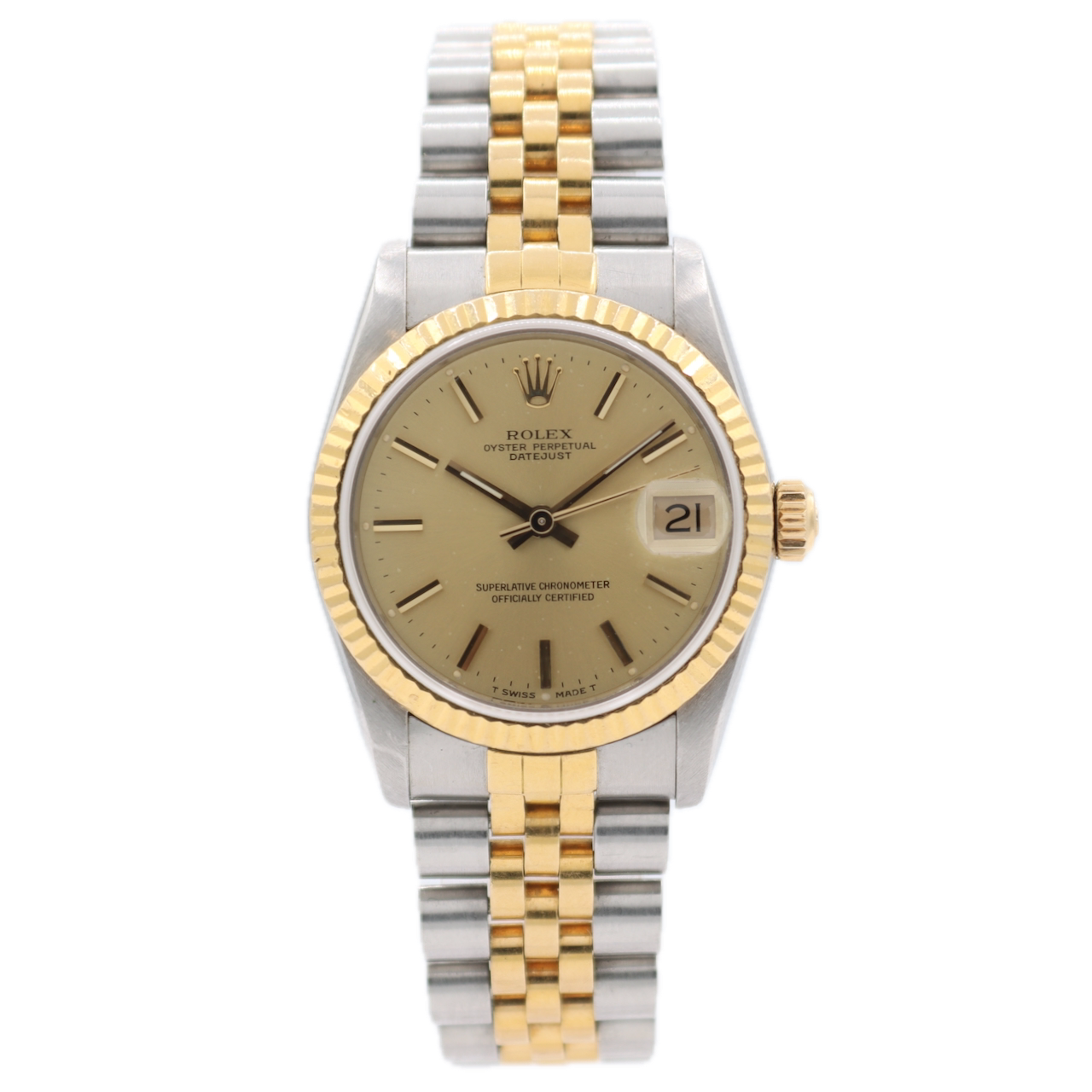 Vintage 30mm Rolex 68273 Date Ladies Automatic Wristwatch 2135 Steel & Gold