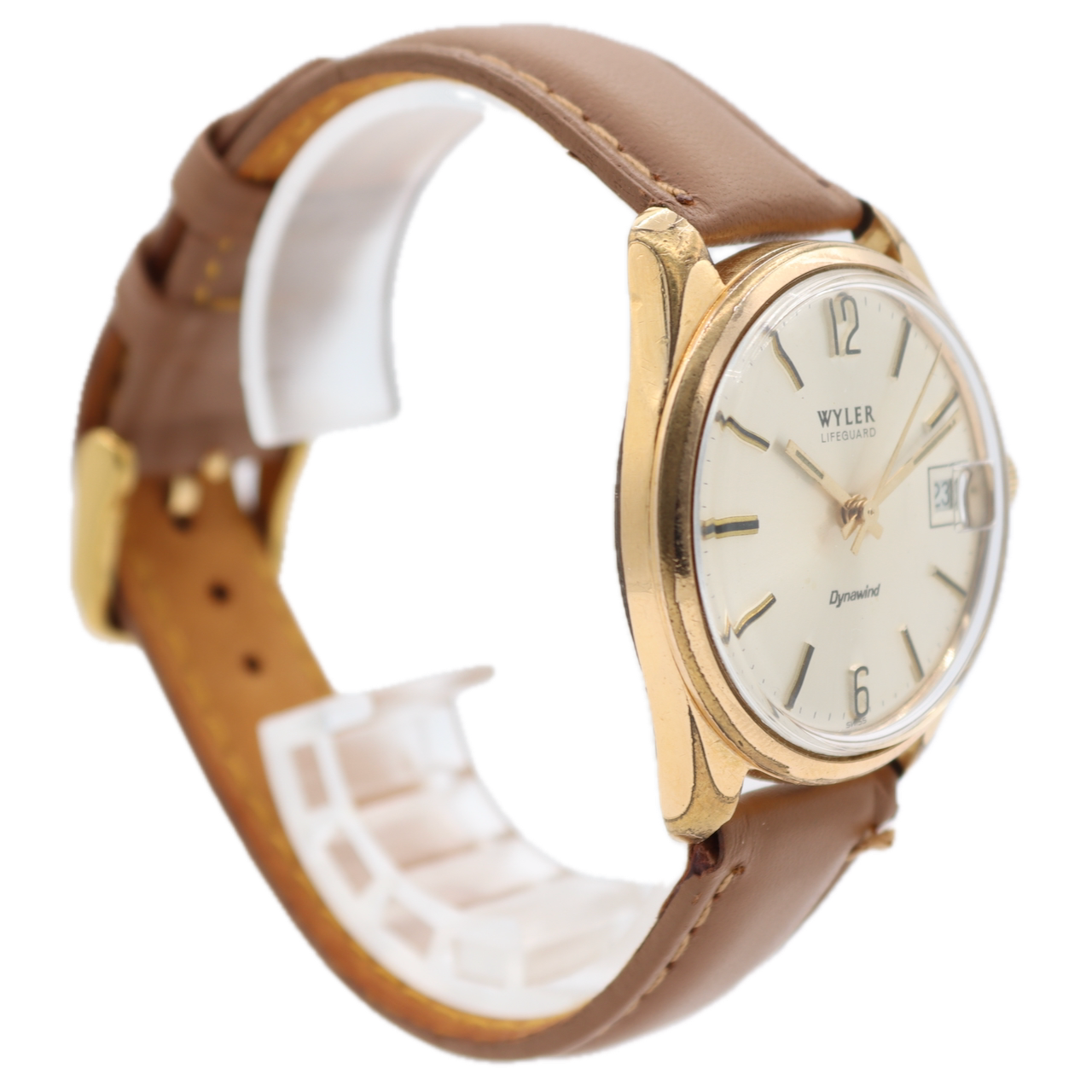 Vintage Wyler Lifeguard Men's Automatic Wristwatch Swiss Gold Tone Dynawind