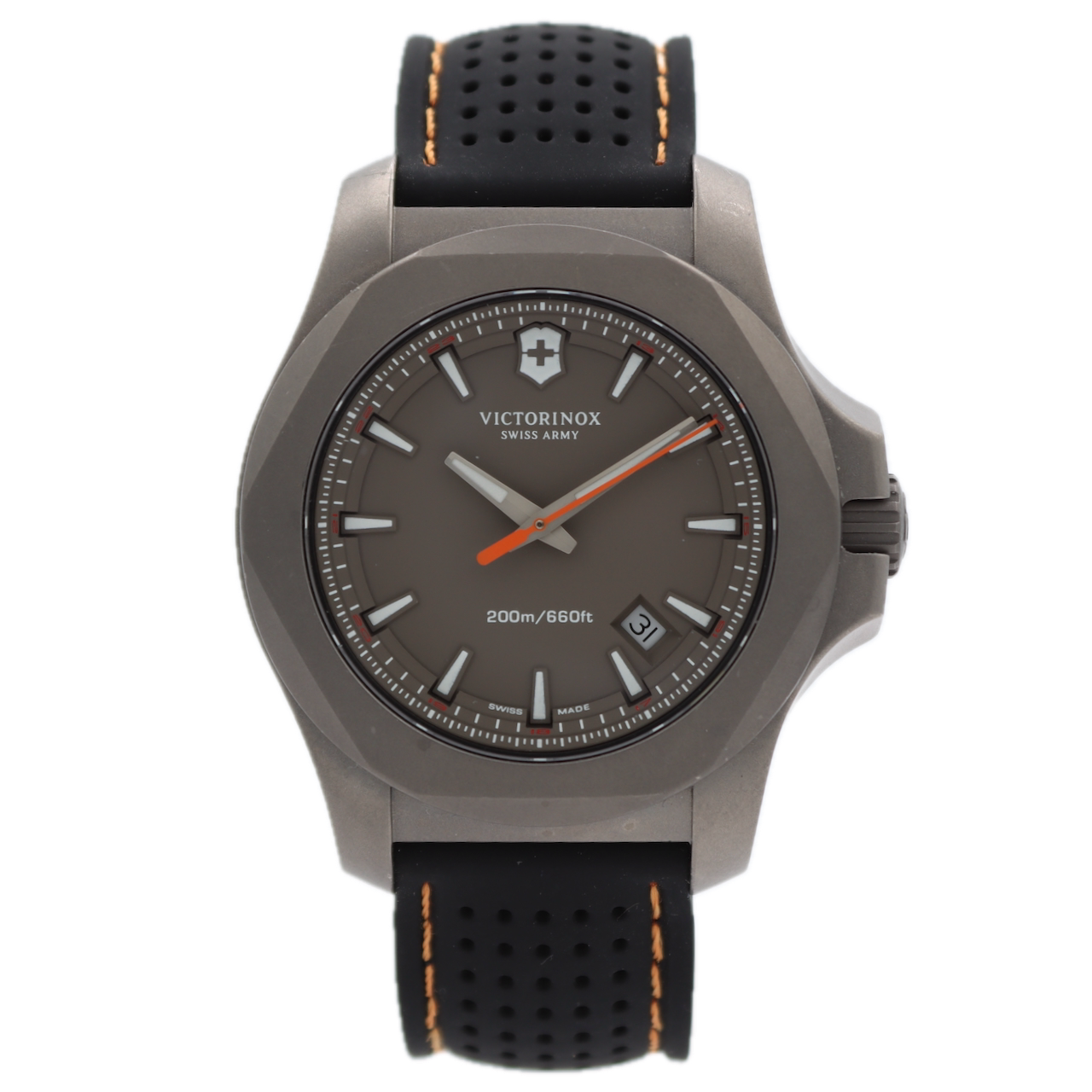 43mm Victorinox 241758 I.N.O.X Men's Quartz Wristwatch Swiss Titanium Date 200M