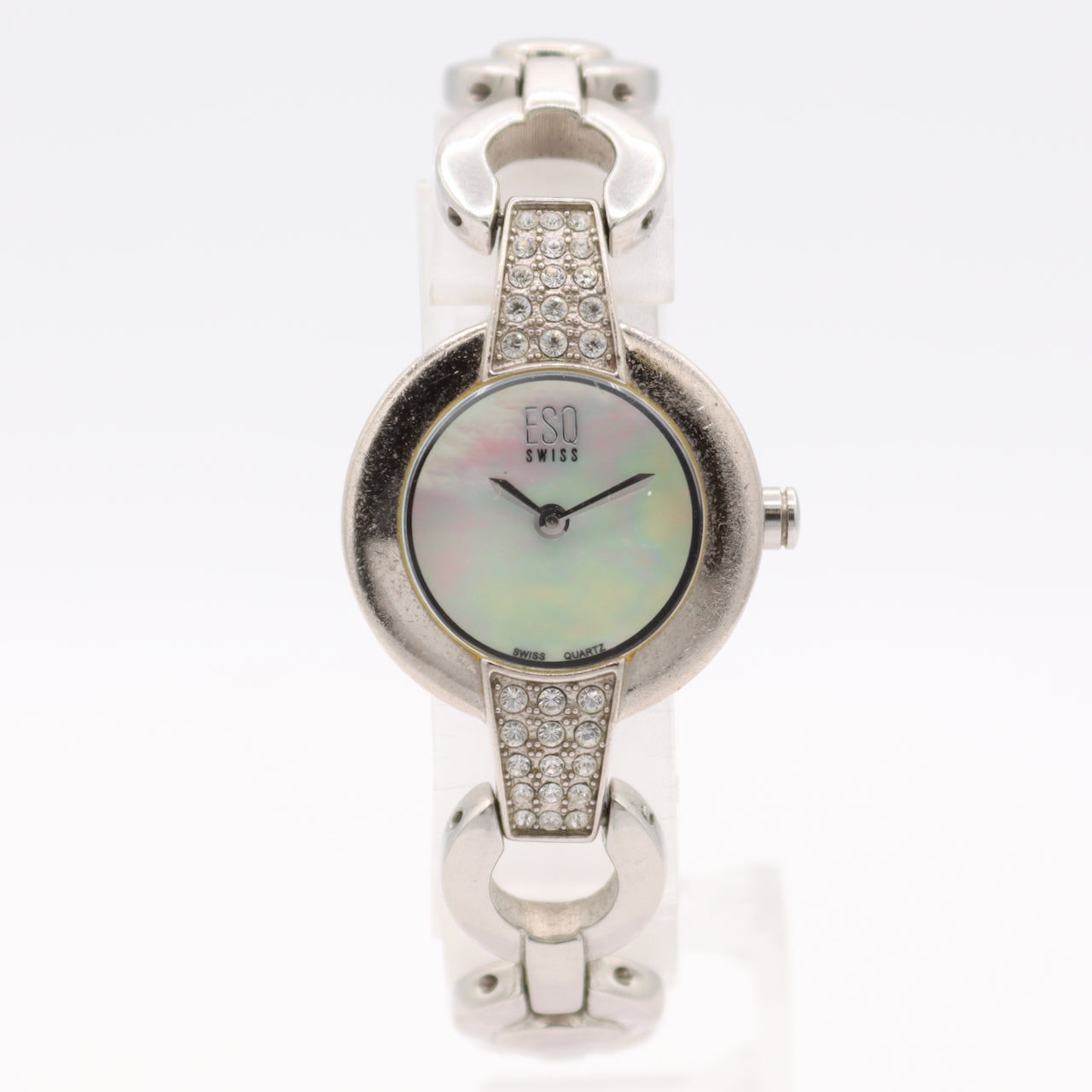 23mm ESQ E5236 Iridescent Dial Ladies Quartz Wristwatch Steel Crystal Accents
