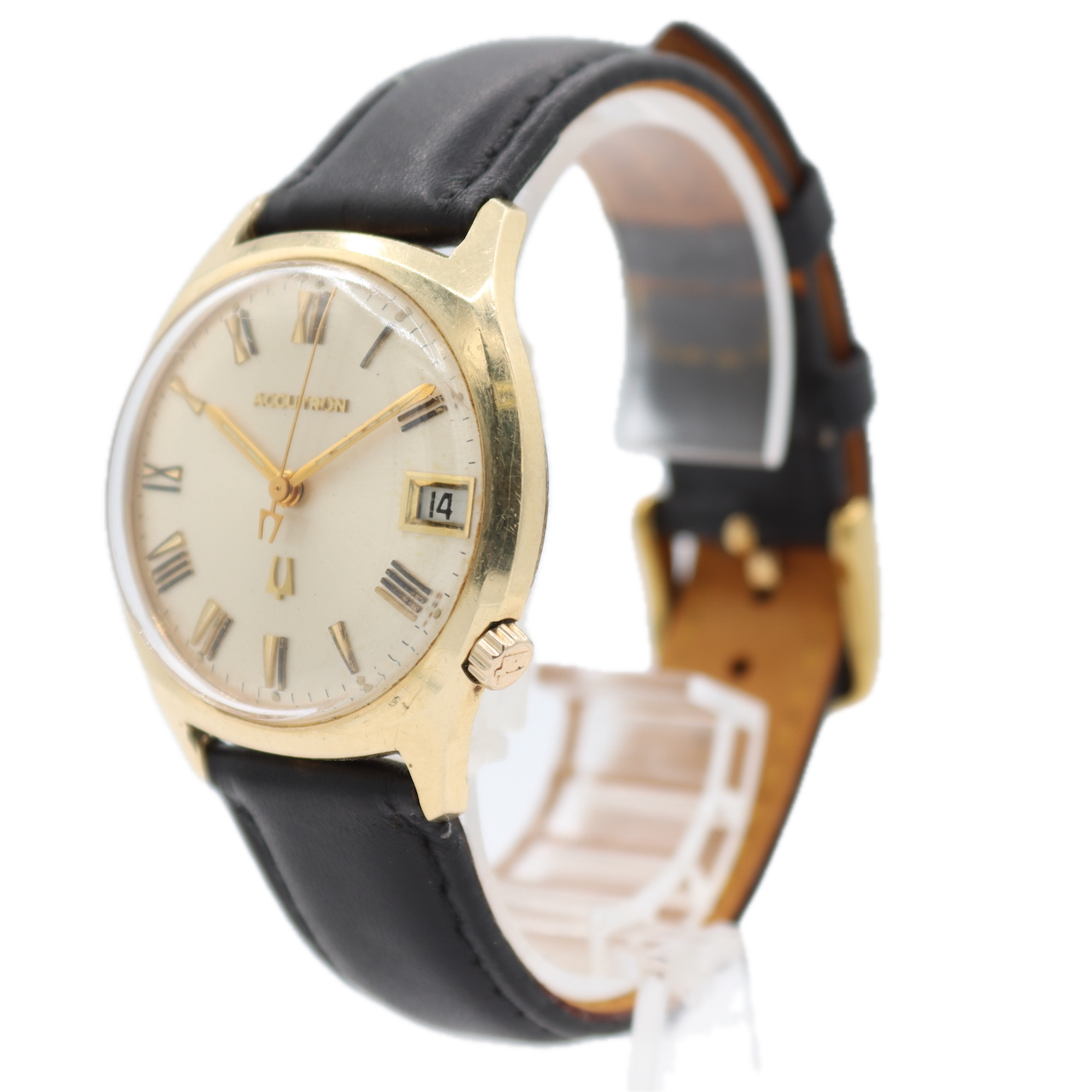 Vintage 1968 Accutron 2662 Roman Date Men's Tuning Fork Wristwatch 218D 10k GF