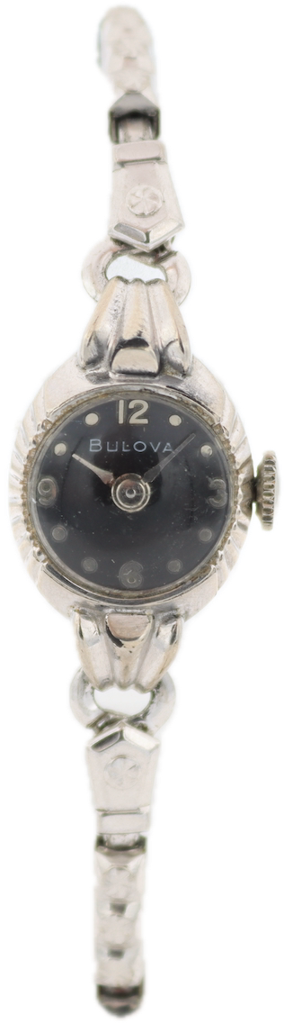 Vintage 1958 Bulova Black Cocktail Ladies Mechanical Wristwatch 5 AD 10k W RGP