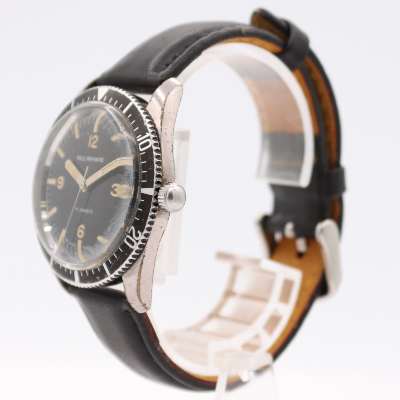 Vintage 36mm Paul Raynard Skin Diver Men's Mechanical Wristwatch Swiss Steel