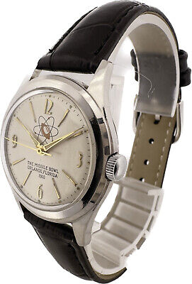 Vintage 32mm Military Football Game The Missile Bowl Men's Wristwatch Atom Dial