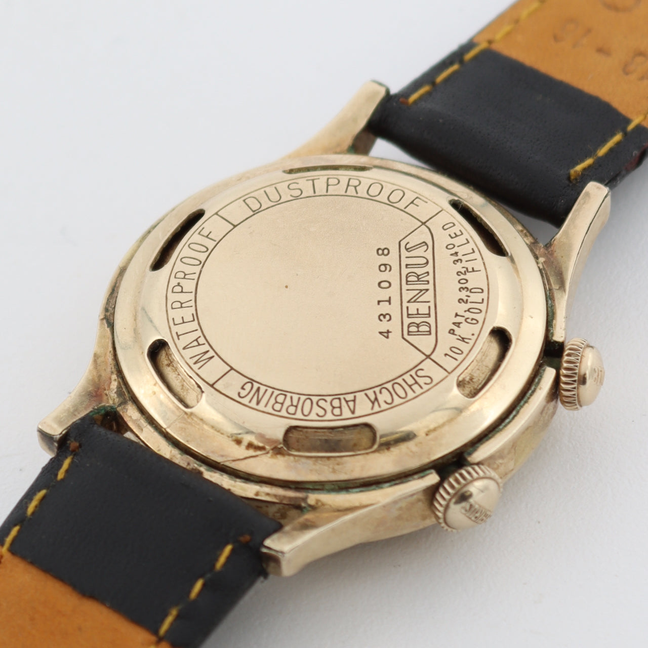 Vintage 33.5mm Benrus 6110 Wrist Alarm Men's Automatic Wristwatch Swiss 10k GF