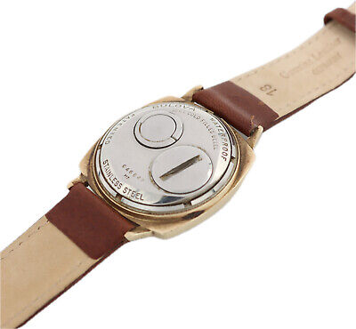 Vintage 33mm 1967 Bulova Linen Bezel Men's Tuning Fork Wristwatch 214 10k GF