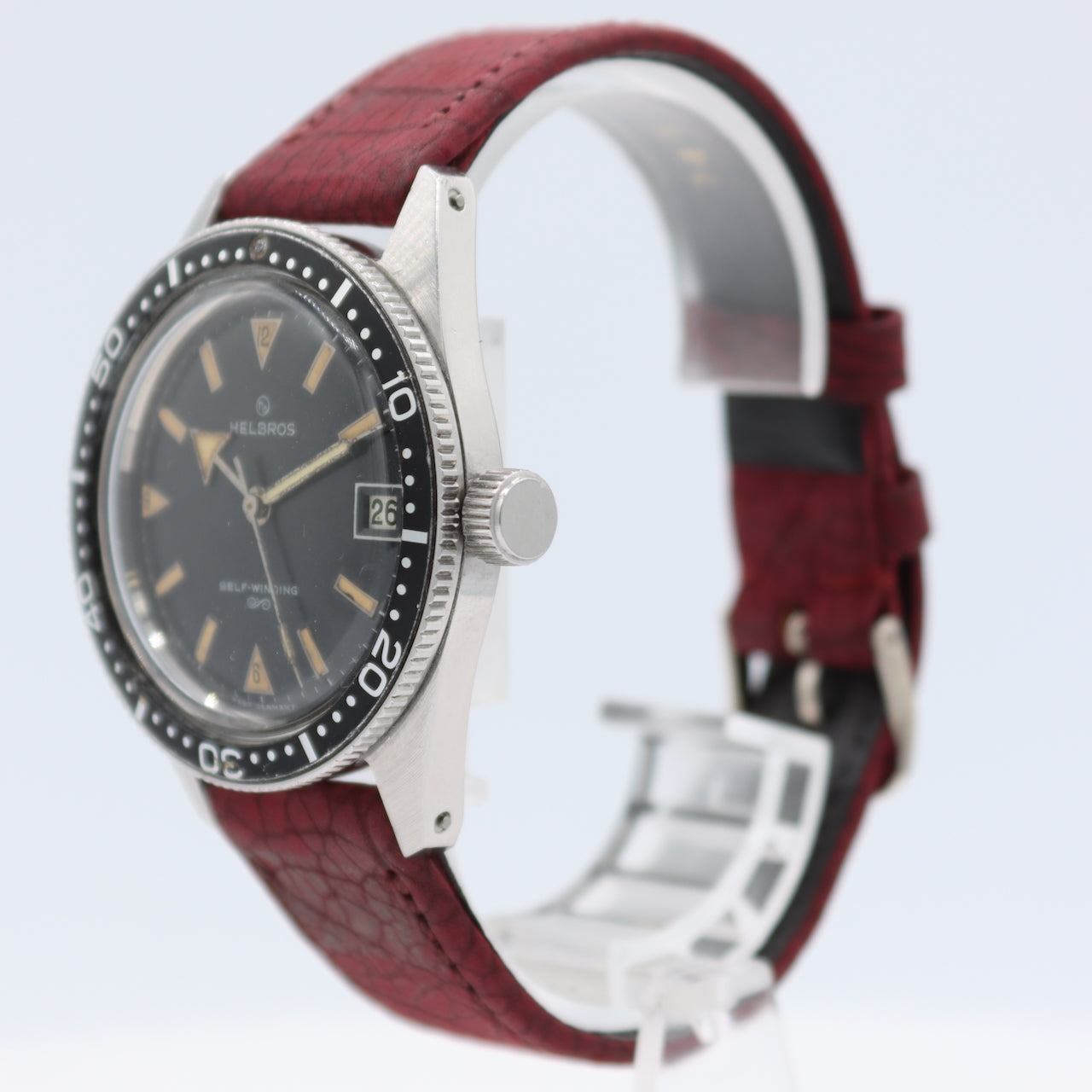 37.5mm Helbros Skin Diver Men's Automatic Wristwatch PUW 1361 West GermanySteel