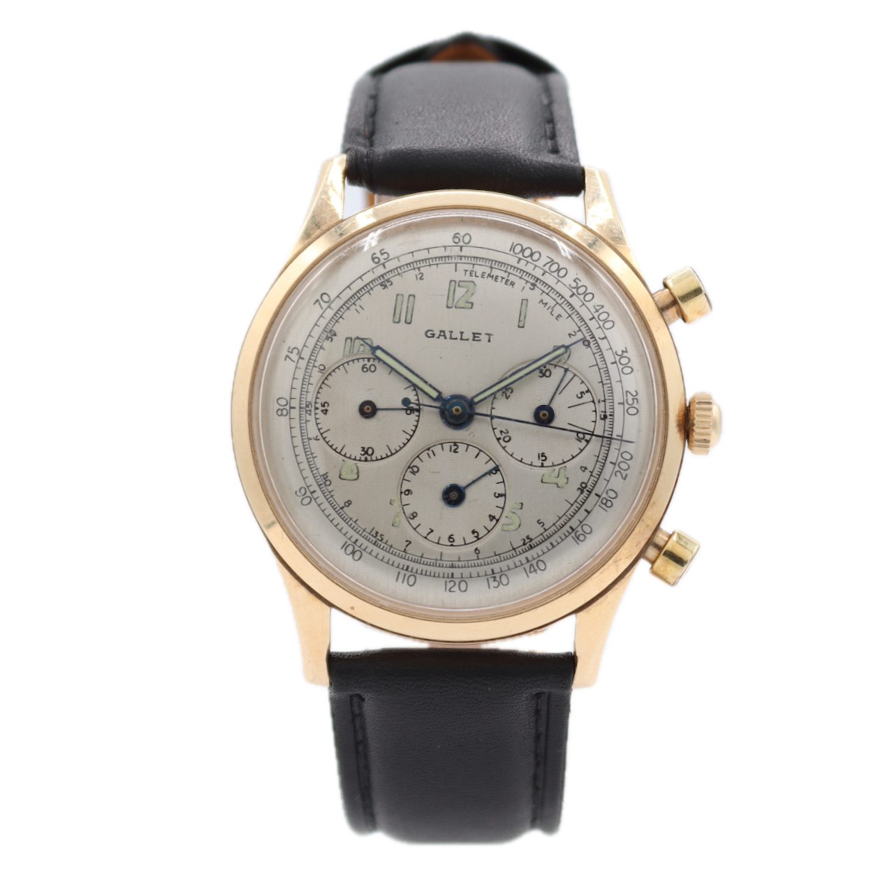 Vintage Gallet Multichron 17J Men's Chronograph Wristwatch EP 40 Swiss 14k Gold