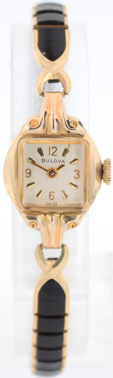 Vintage 1965 Bulova Cocktail Ladies Mechanical Wristwatch 6CF Steel & 10k RGP