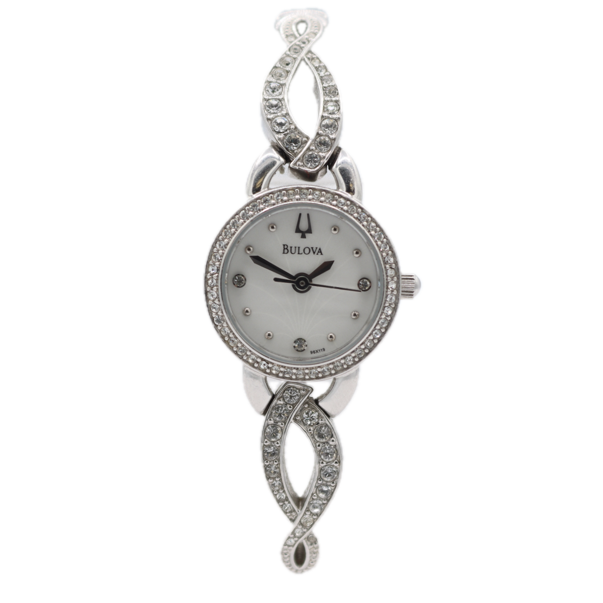 Bulova Diamond Bezel Ladies Quartz Wristwatch 6491 Hong Kong Stainless Steel