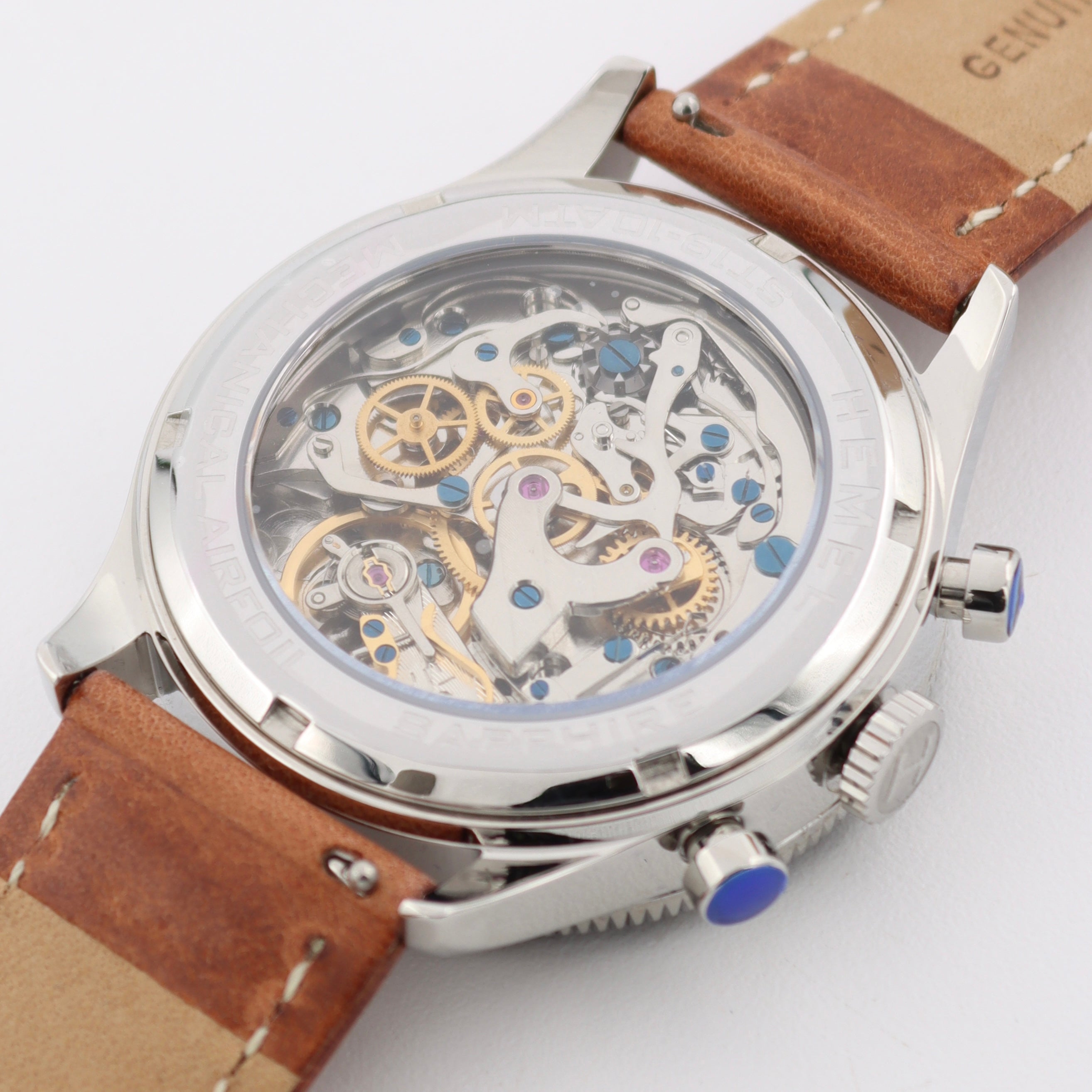 42mm Hemel HF25 Airfoil Men's Chronograph Wristwatch USA Steel Black Dial W/ Box