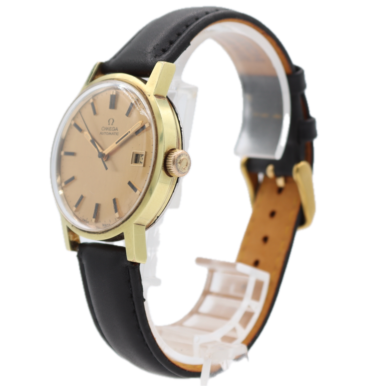 Vintage 35mm 1971 Omega Gold Date Men's Automatic Wristwatch Swiss Gold Plated