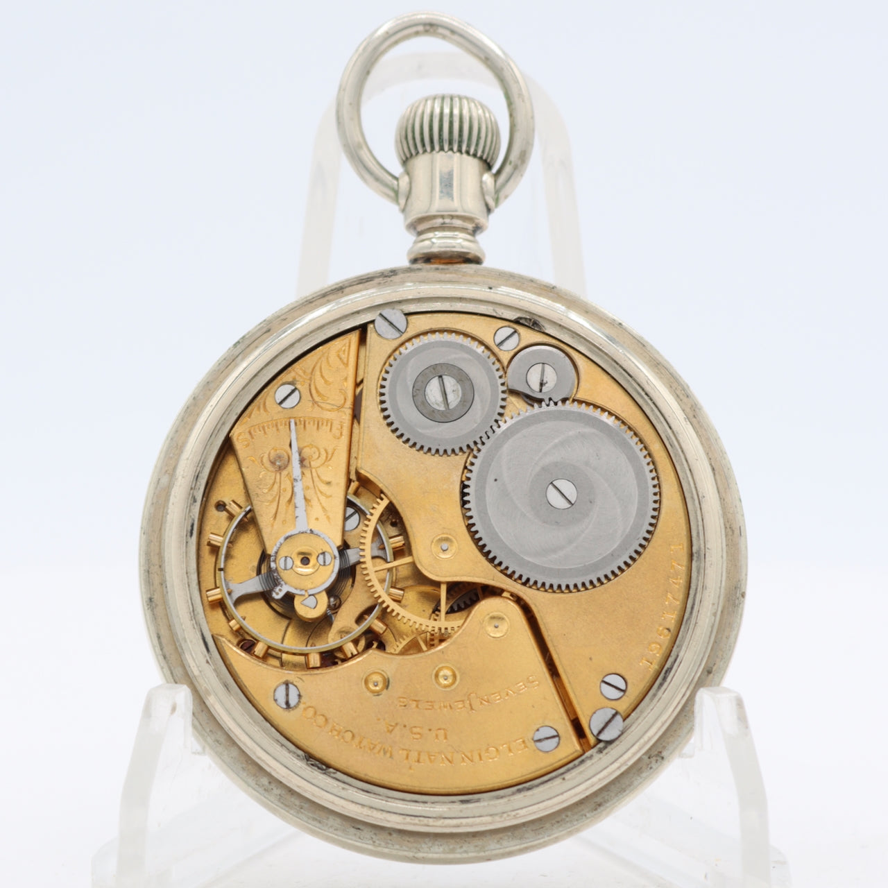 Antique 18s 1917 Elgin 7 Jewel Mechanical Pocket Watch 293 OresilverUSA