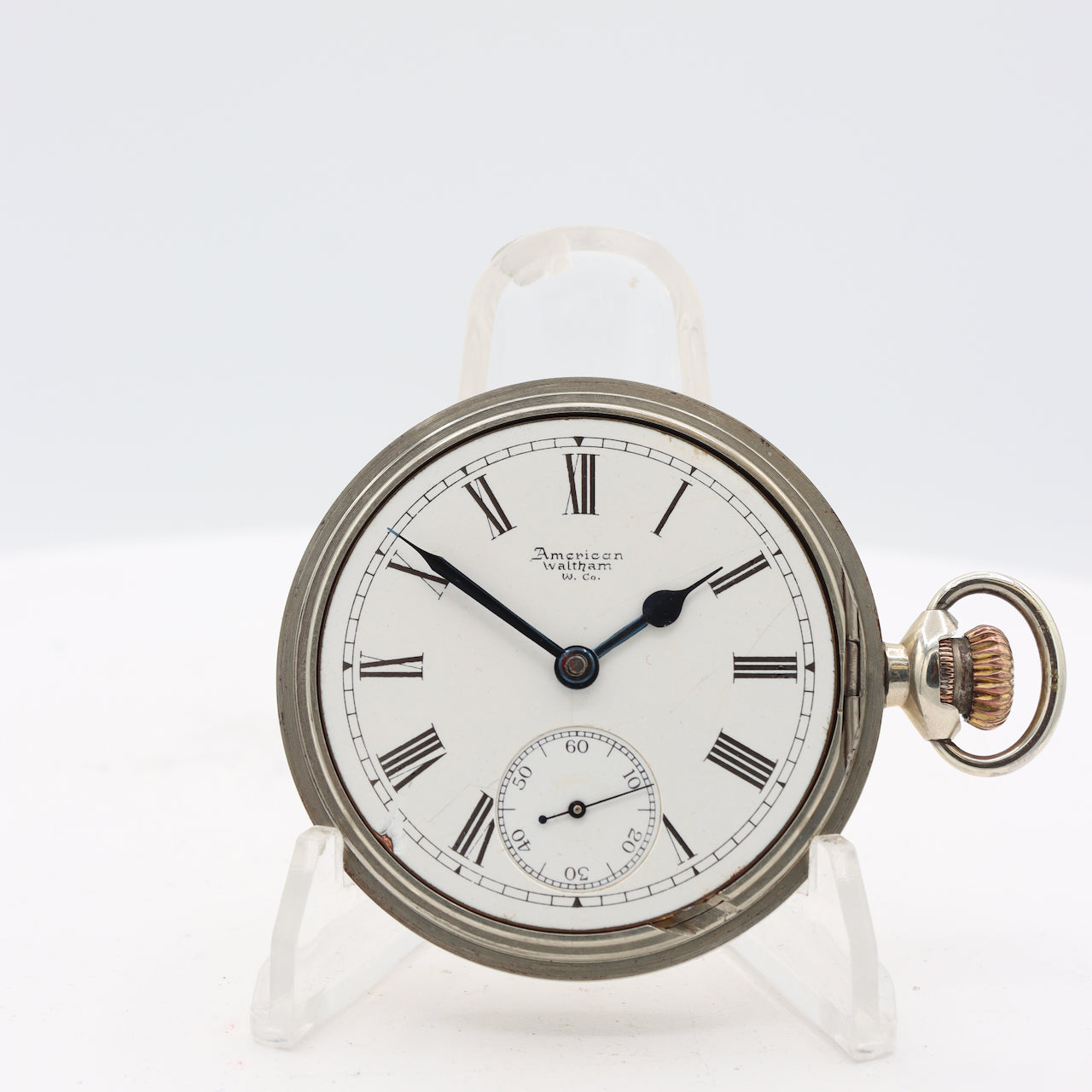 Antique 18s 1887 Waltham Coin Edge Mechanical Pocket Watch 1 NickelUSA