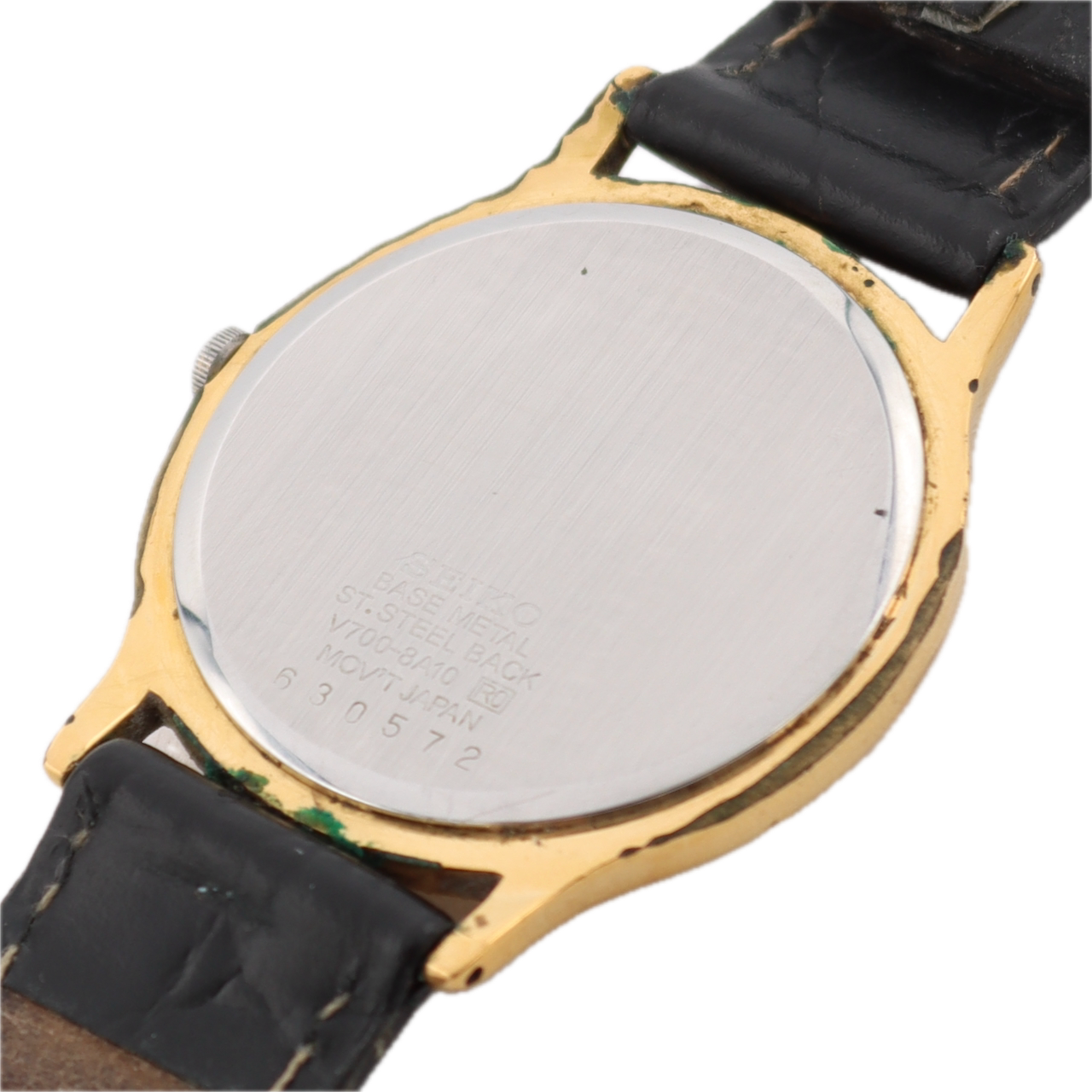 Vintage 35mm Seiko V700-8A10 Slim Roman Men's Quartz Wristwatch Japan Gold Tone