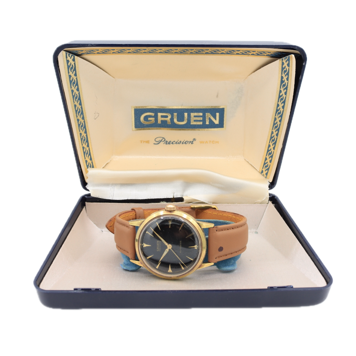 Vintage 35mm Gruen Precision 17 Jewel Men's Automatic Wristwatch N710 SS Runs
