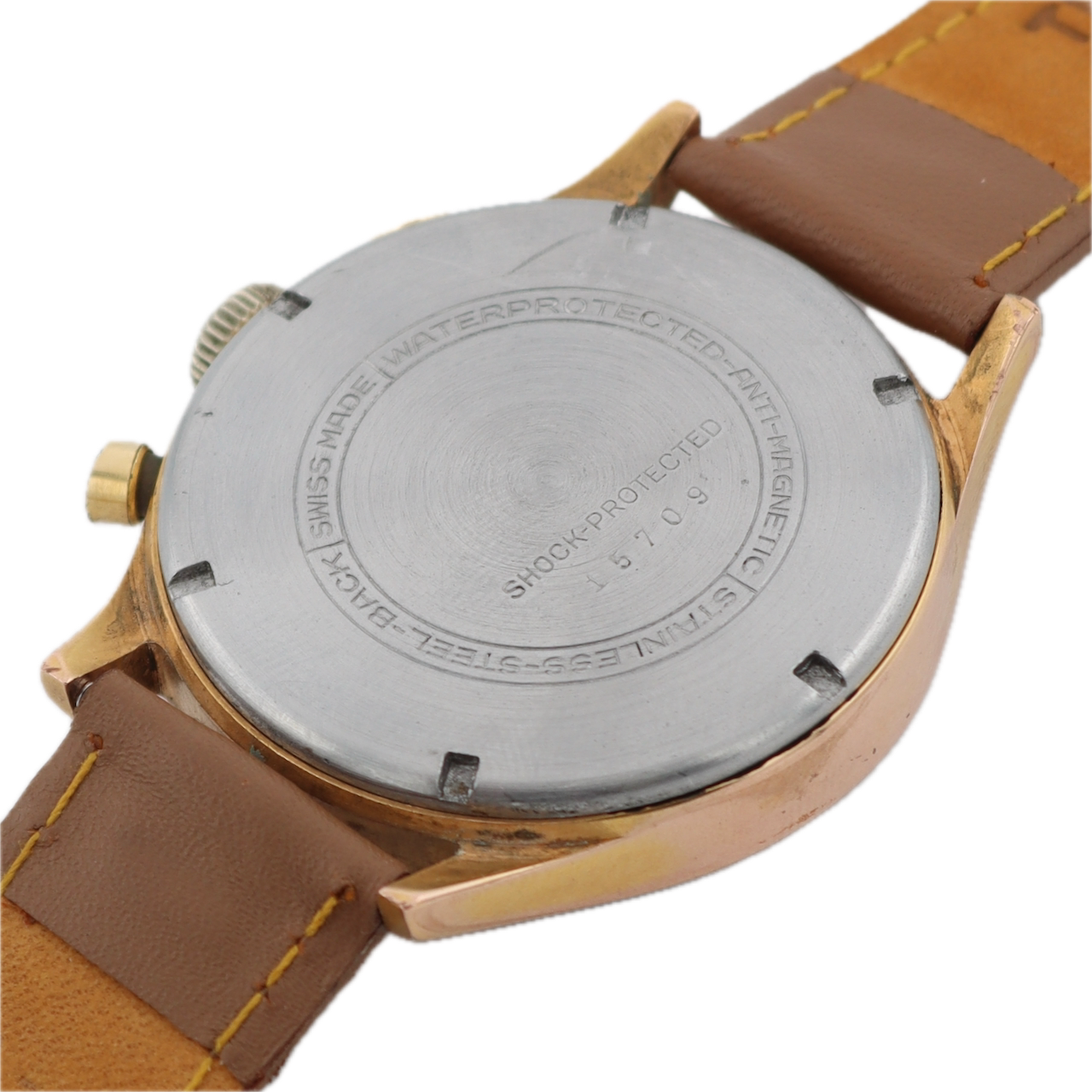 Vintage Jardur Aviation Style 17J Men's Chronograph Wristwatch Swiss Two Tone