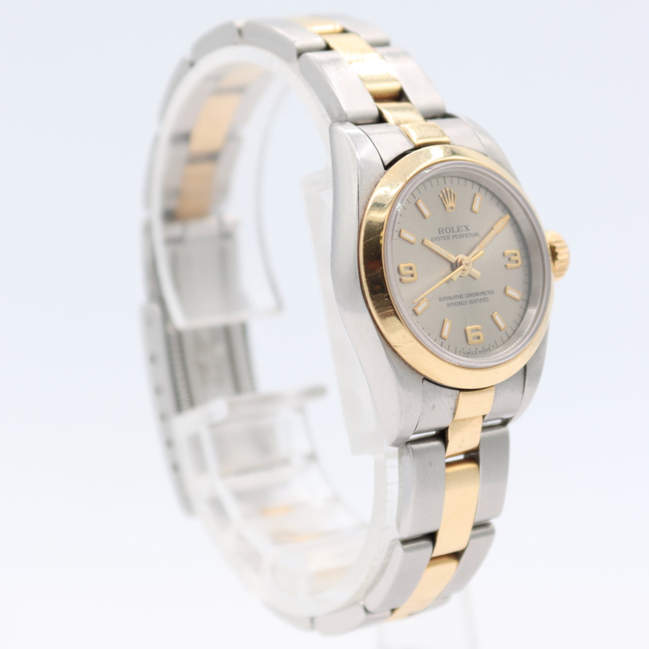 Vintage 1996 Rolex 67183 Oyster Perpetual Ladies Automatic Wristwatch Grey Dial