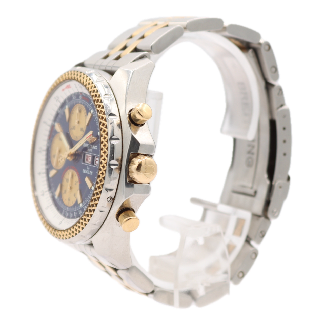 47mm Breitling D13362 Bentley GT Men's Chronograph Wristwatch Steel & 18k Gold