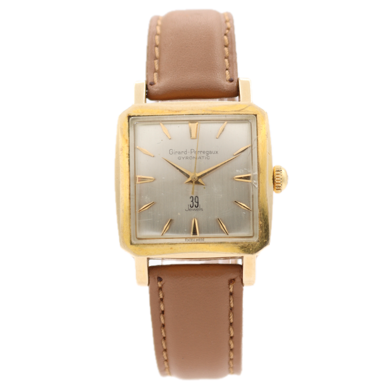 Vintage 30mm Girard-Perregaux Gryomatic Men's Automatic Wristwatch 14k GF W/ Box