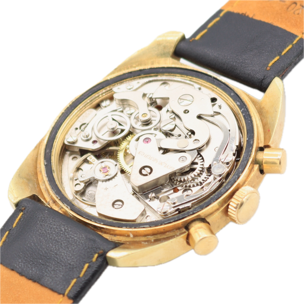 Vintage 37mm Baylor Men's Chronograph Wristwatch Vajloux 7733 Gold Plated