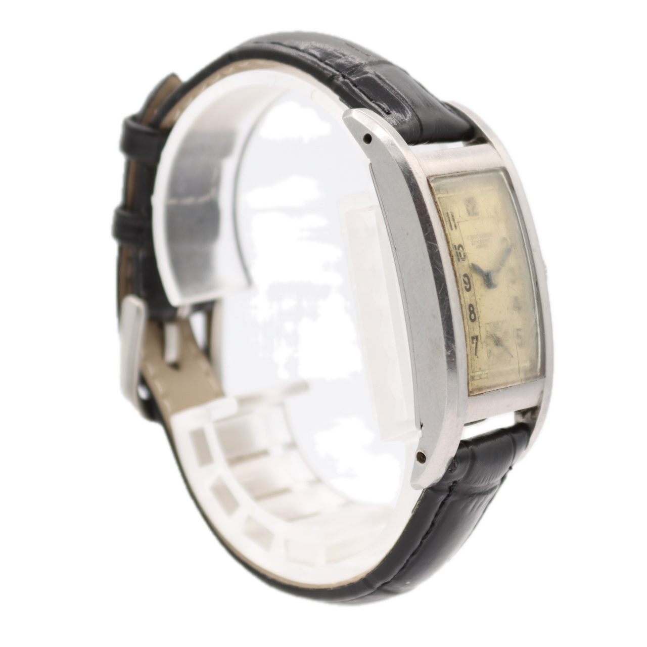 Vintage 19.5mm Bucherer Curved & Rectangular Men's Mechanical Wristwatch Steel