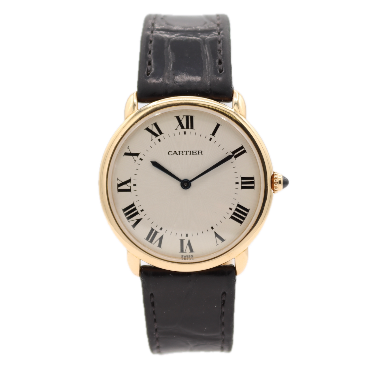 34mm Cartier Ronde Louis Men's Mechanical Wristwatch 18k Gold With Box