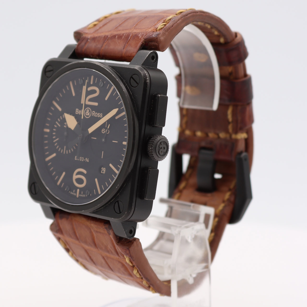 42mm Bell&Ross BR03-94-S-07027 Pilot-Style Men's Chronograph Wristwatch Swiss