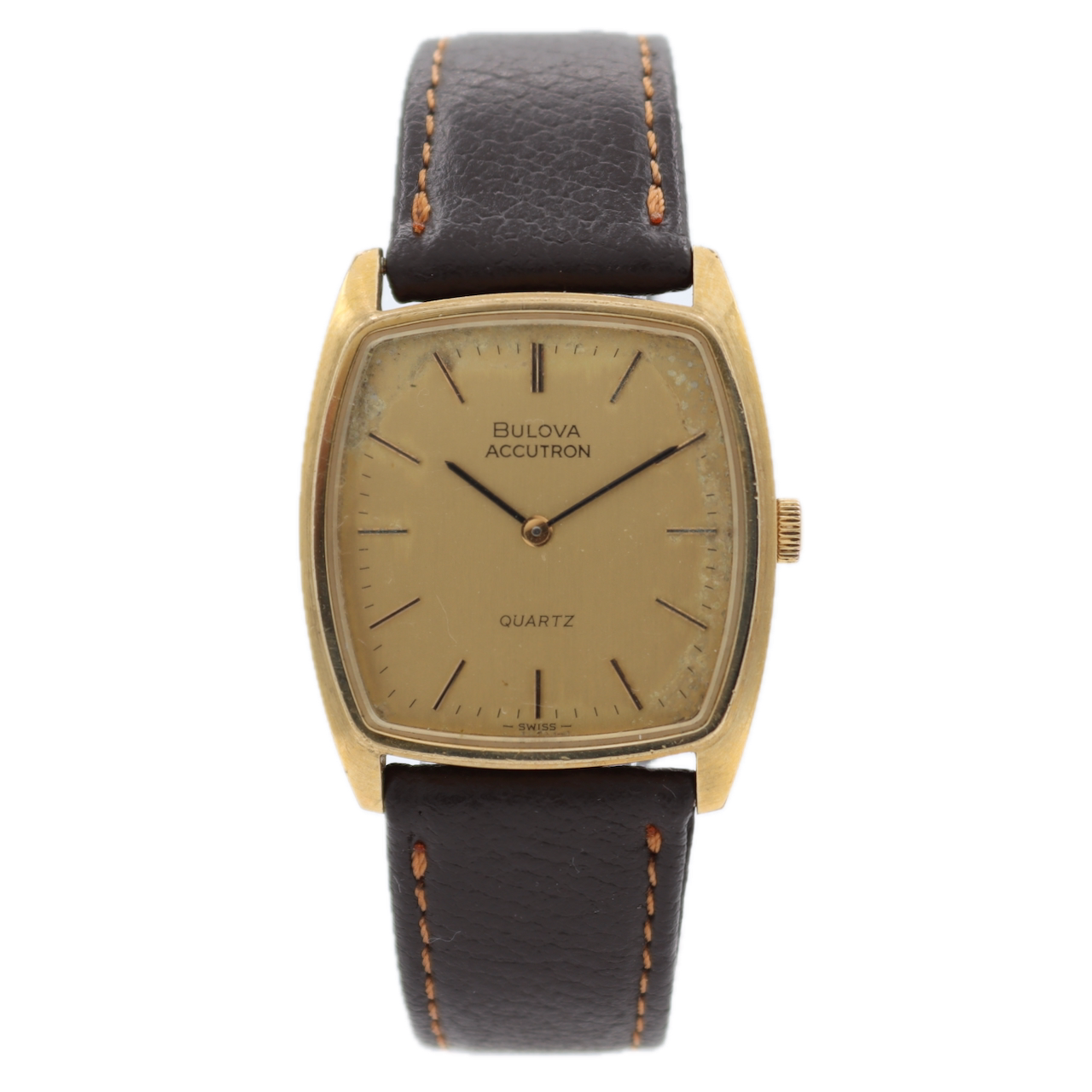 Vintage 1979 Bulova Accutron Golden Men's Quartz Wristwatch 2480.10 Gold Tone