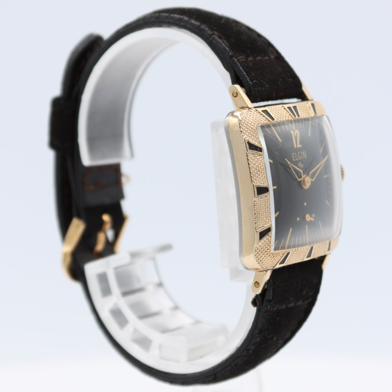 Vintage 28mm Elgin 9501 Huron Men's Mechanical Wristwatch USA 10k RGP Running