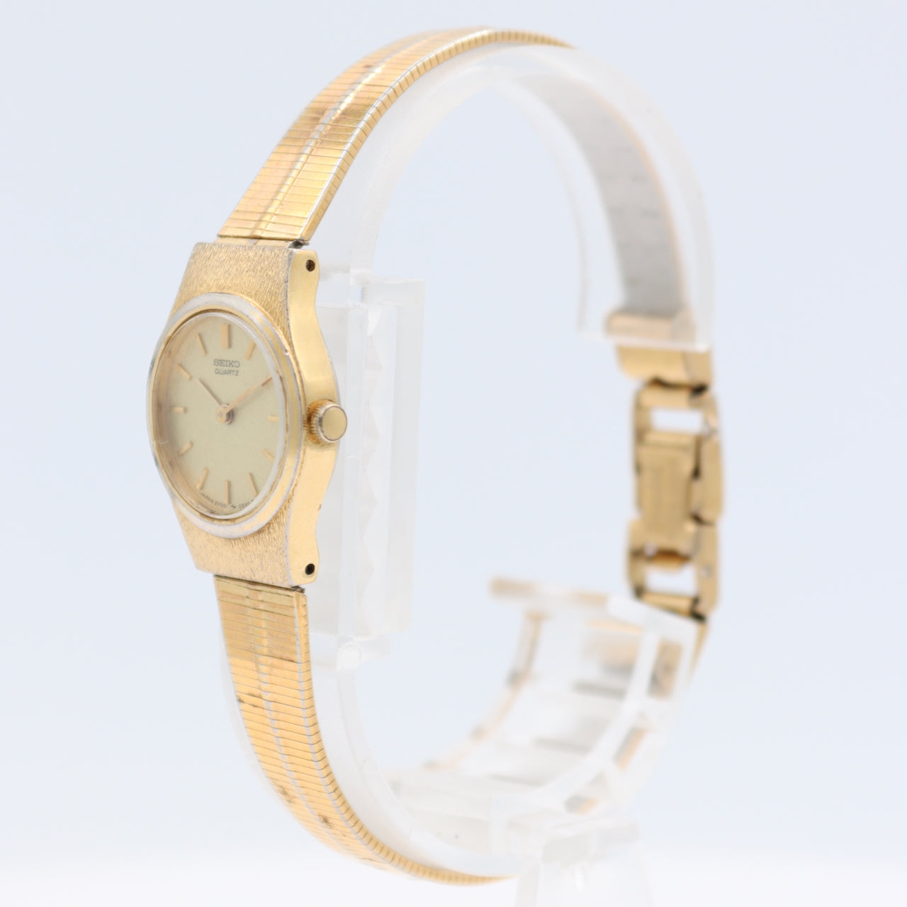 19mm Seiko 2Y00-0019 RO Linen Dial Ladies Quartz Wristwatch 2Y00A Japan Two Tone